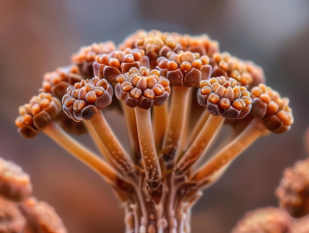 Photo closeup photography of a plant with tiny brown flower buds a symbol of growth renewal and the