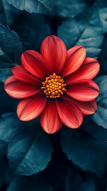 Photo closeup photography of a red flower with yellow center