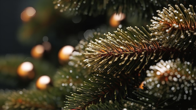 Closeup pictures of Christmas trees Christmas decoration Generative AI