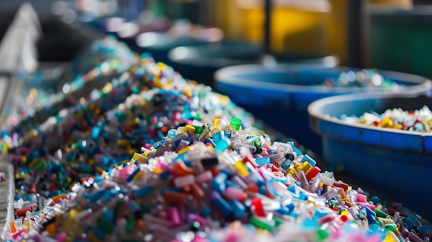 Photo closeup of a pile of colorful plastic waste