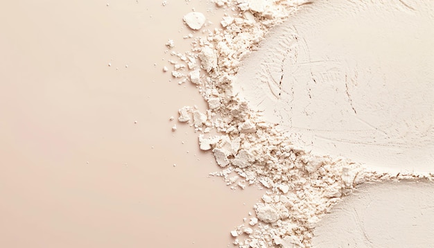 Photo closeup of a pile of loose face powder against a beige background the powder is in a circle with a smooth surface