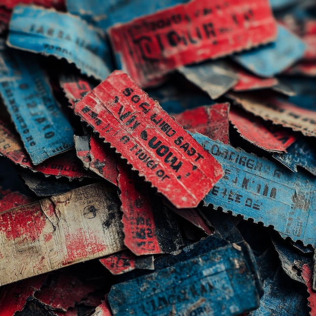 Photo a closeup of a pile of old wornout tickets symbolizing nostalgia travel entertainment hi