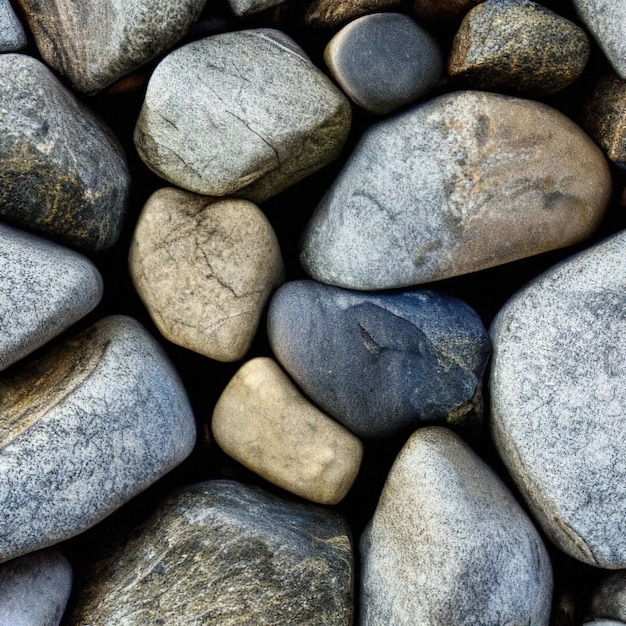 Closeup of a pile of stones and pebbles