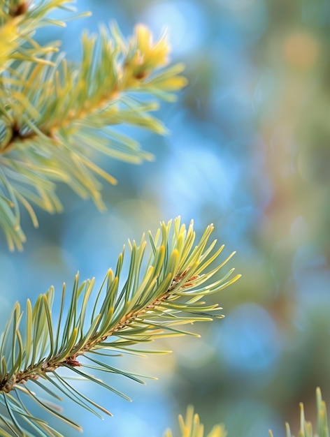 CloseUp of Pine Needles with Soft Focus Background