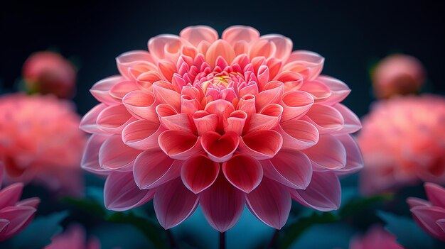 Closeup of pink dahlia flower