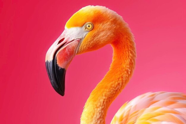 Closeup of pink flamingos in the background Generated by AI