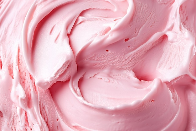 Closeup of pink ice cream with swirl texture