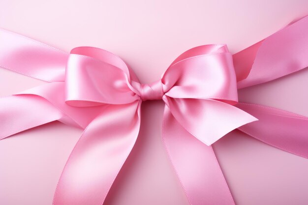 A closeup of a pink ribbon tied in a bow Pink