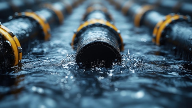 Photo closeup of pipes in water