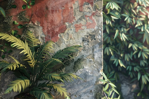 Photo closeup of plants against built structure