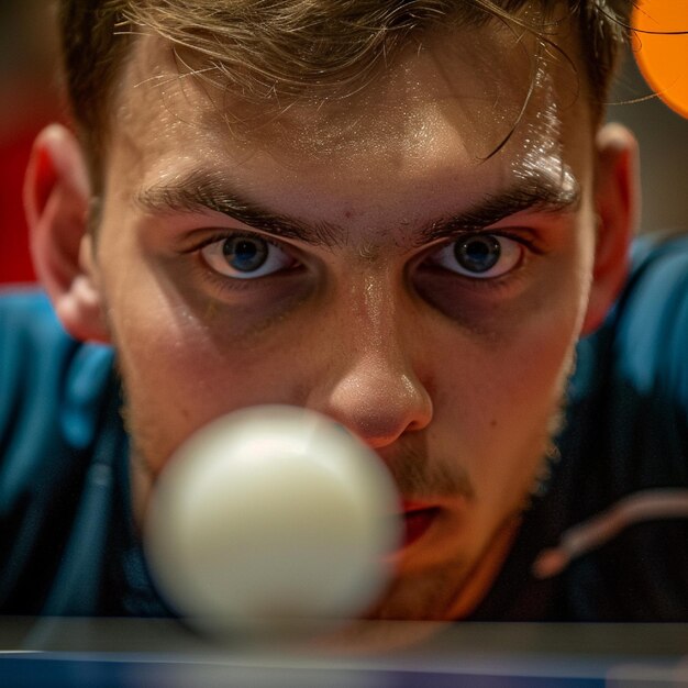 Photo a closeup of a players intense focus during a competitive match