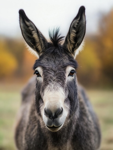 CloseUp of a Playful Donkey in Nature Farm Animal Portrait