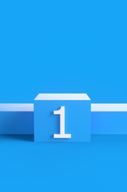 Closeup of the podium with prize numbers on a blue background 3d render illustration