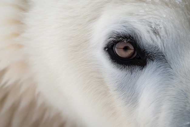 A closeup of a polar bear's face representing resilience and adaptability to extreme conditions