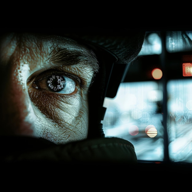 Closeup of a police officer39s eyes watching a security monitor for suspicious activity Job ID 817b7a80237c4a8e8173b61d20db2139