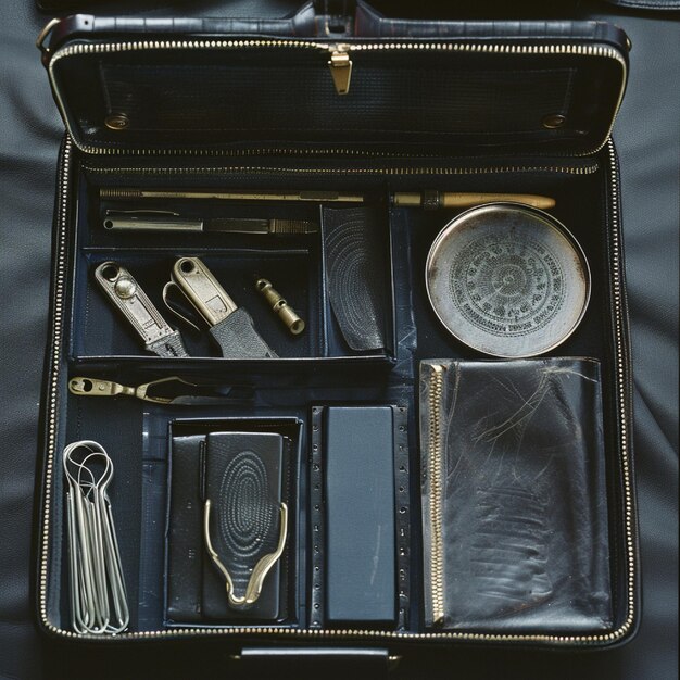 Photo a closeup of a police officers fingerprint kit