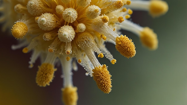 Closeup of pollen grains on a stamen