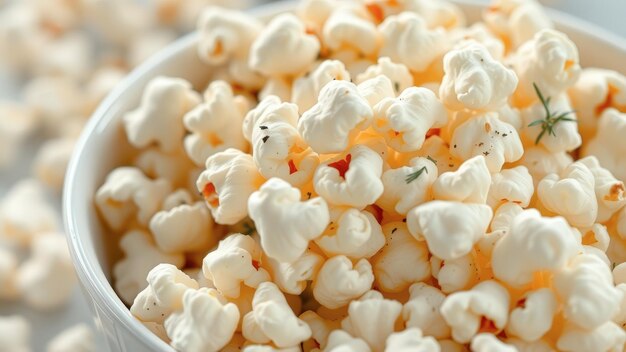 Closeup of popcorn in a bowl