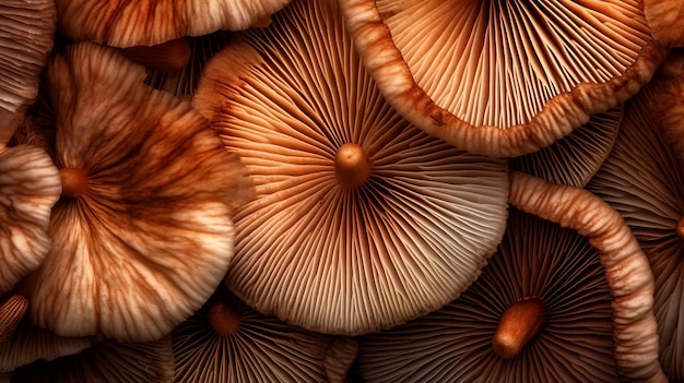 Closeup of portabella mushroom gills AI Generated