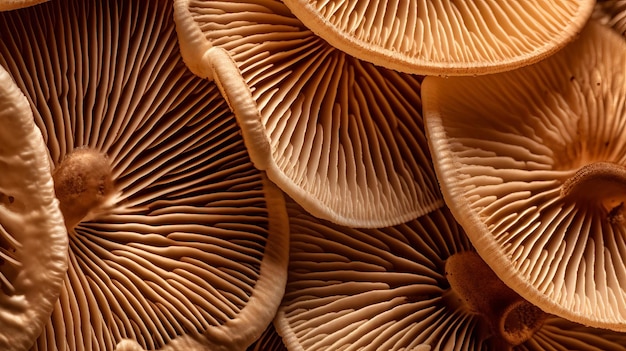 Closeup of portabella mushroom gills AI Generated