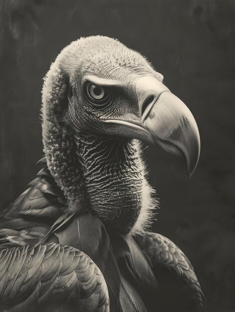 Photo closeup portrait of a black vulture staring intensely