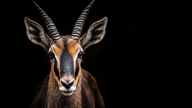 Photo closeup portrait of a blackfaced impala