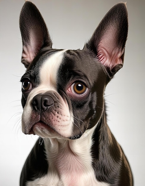 Photo closeup portrait of a boston terrier dog