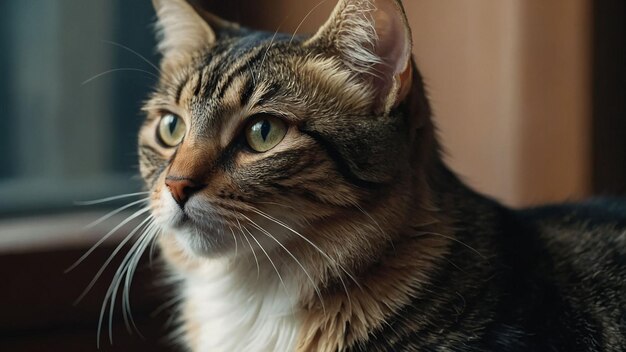 Photo closeup portrait of a cat with expressive features