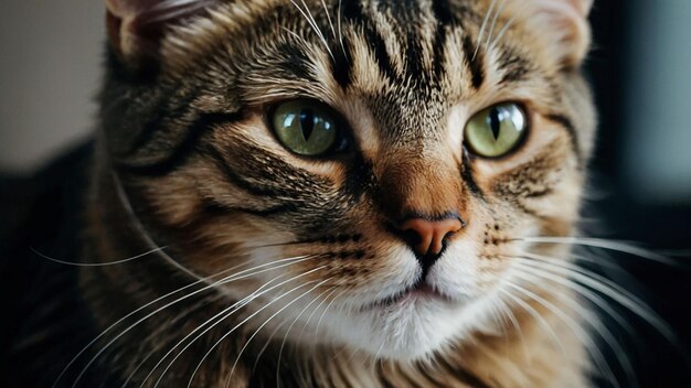 Photo closeup portrait of a cat with expressive features