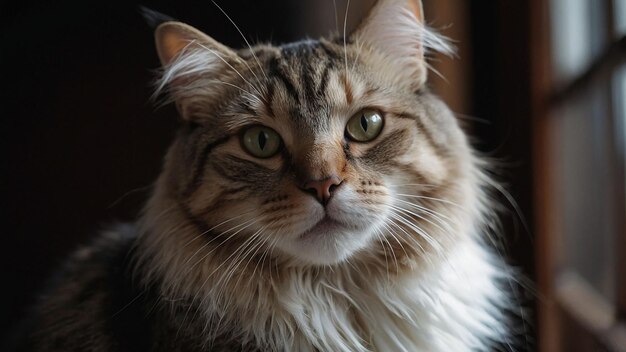 Photo closeup portrait of a cat with expressive features