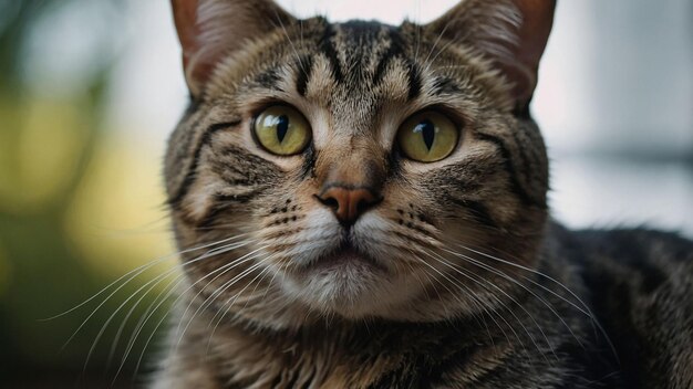 Photo closeup portrait of a cat with expressive features