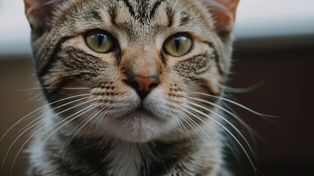 Photo closeup portrait of a cat with expressive features