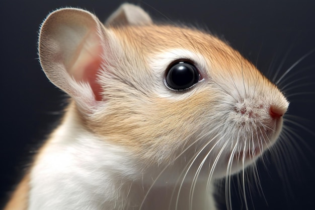 Closeup portrait of a chinese mouse on a black background