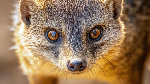 Closeup Portrait of a Curious Mongoose