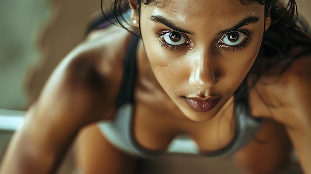 Photo closeup portrait of a determined woman