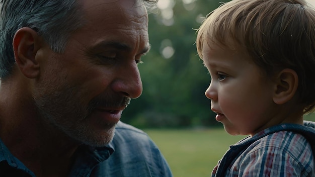 Closeup portrait of father and child celebrating of fathers day