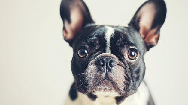 Photo a closeup portrait of a french bulldog with expressive eyes and large ears