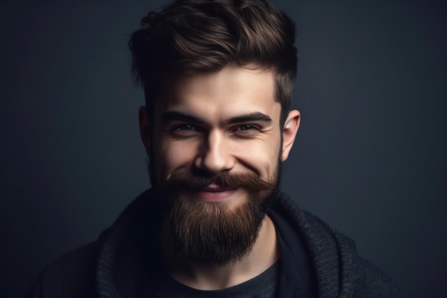 Closeup portrait of handsome smiling young man cheerful men isolated on gray background studio shot