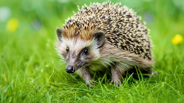 A CloseUp Portrait of a Hedgehog in a Lush Green Meadow