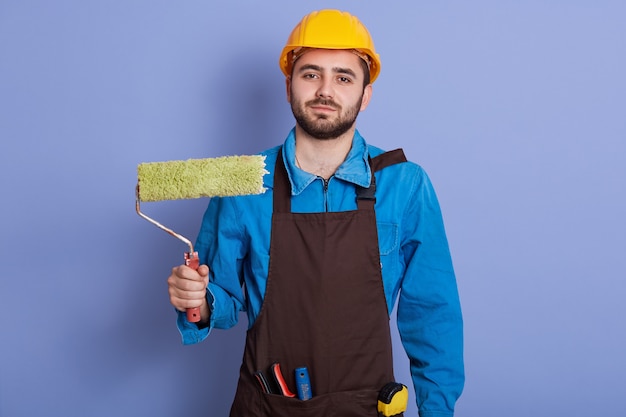 Closeup portrait it of painter wearing uniform