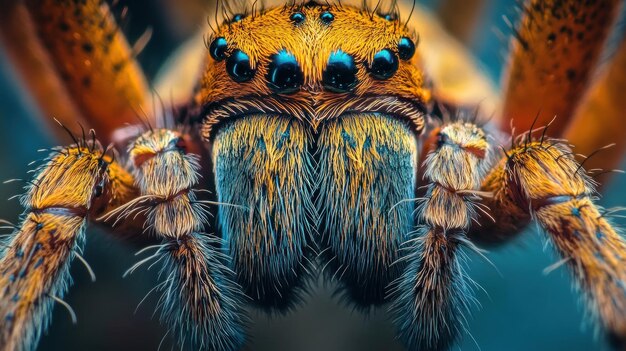 Photo closeup portrait of a jumping spider