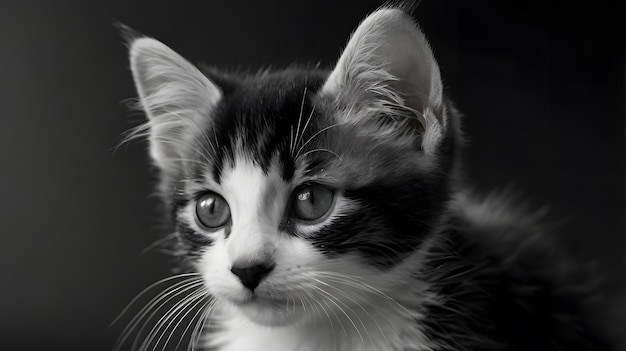 Closeup Portrait of a Kitten with Striking Blue Eyes