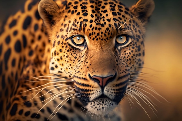 A closeup portrait of a leopard in its natural habitat a dangerous predator in a wildlife scene Generative AI