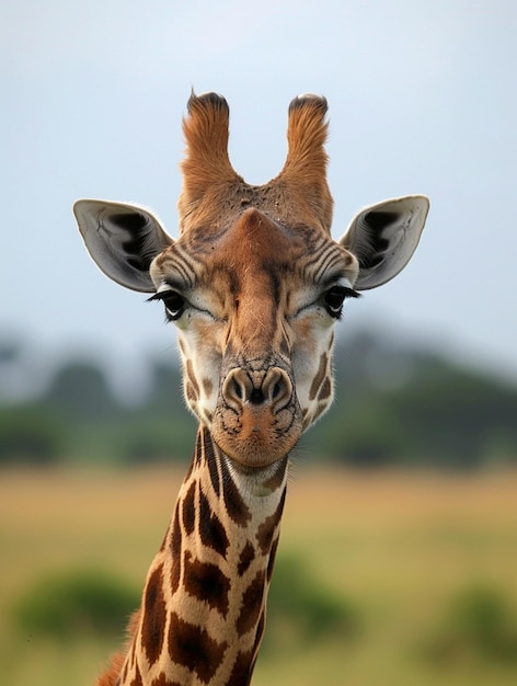 CloseUp Portrait of a Majestic Giraffe in Natural Habitat