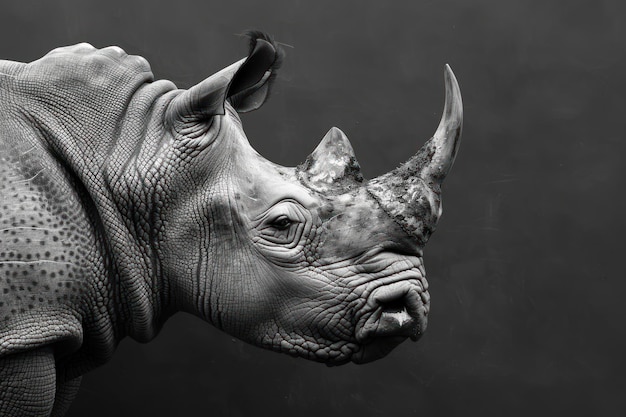 Photo closeup portrait of a majestic rhino