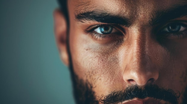 Closeup Portrait of a Man with Blue Eyes