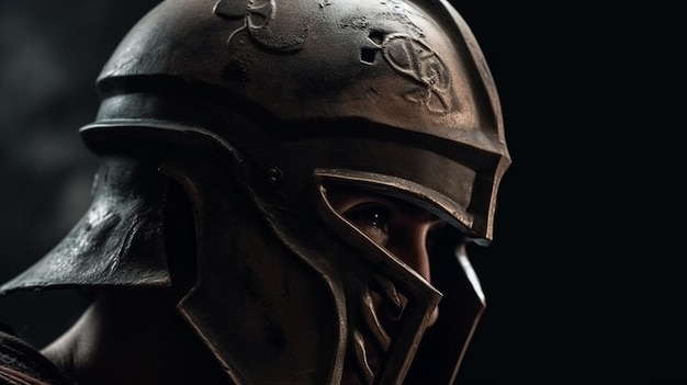 Closeup portrait of a medieval knight in armor and helmetgenerative ai