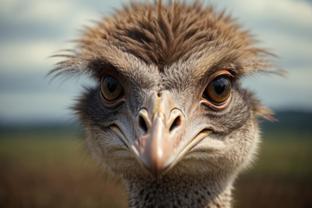 Closeup portrait of an ostrich outdoors Agriculture zoo farm concepts