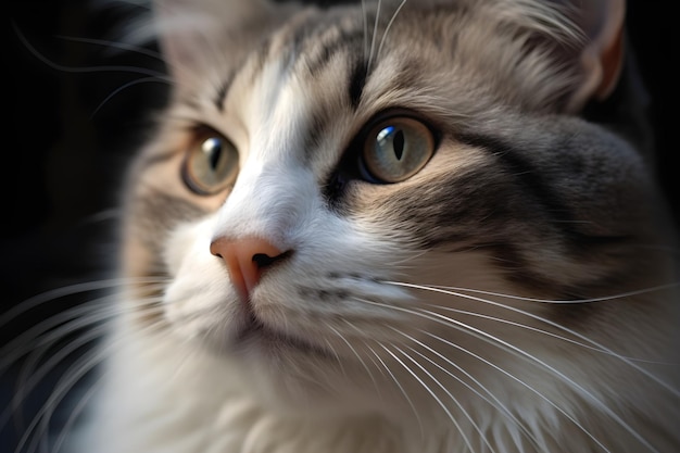 Closeup portrait of a ragdoll cat with blue eyes