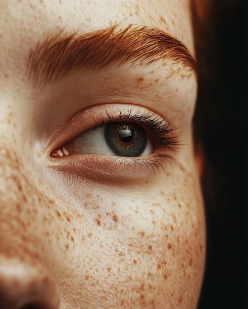 Closeup portrait of a redhead with freckles